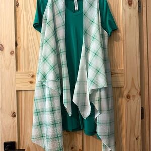 Green Dress with Plaid Vest